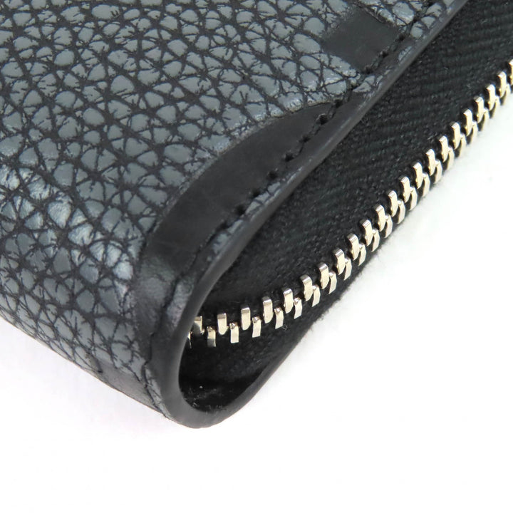 Excellent GUCCI Purse Maxi GG Zip Around Wallet gray leather mens 739484