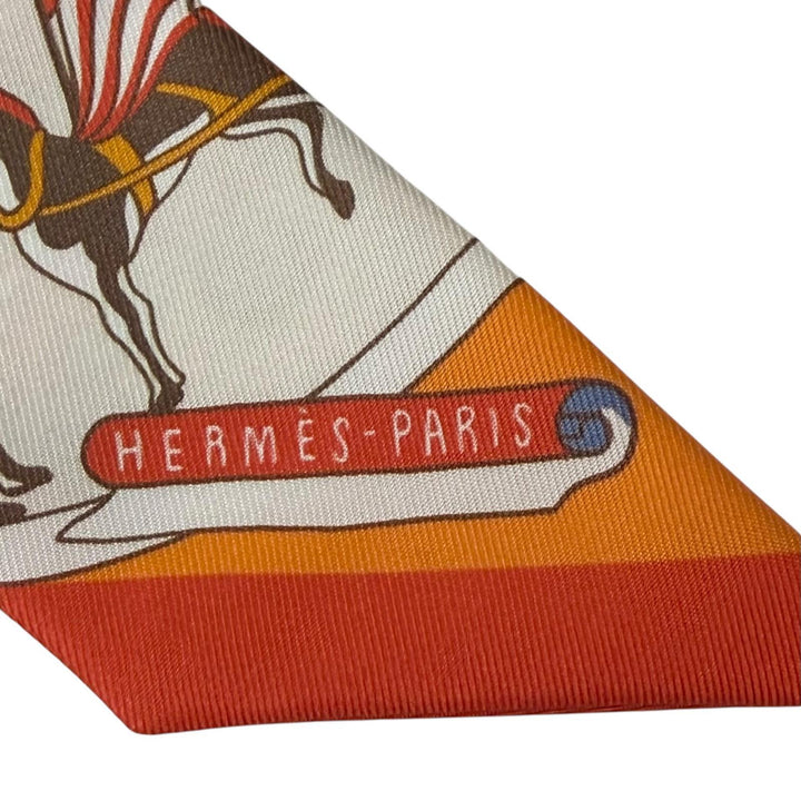 Excellent HERMES scarf Twilly Exposition Universelle Orange silk Women