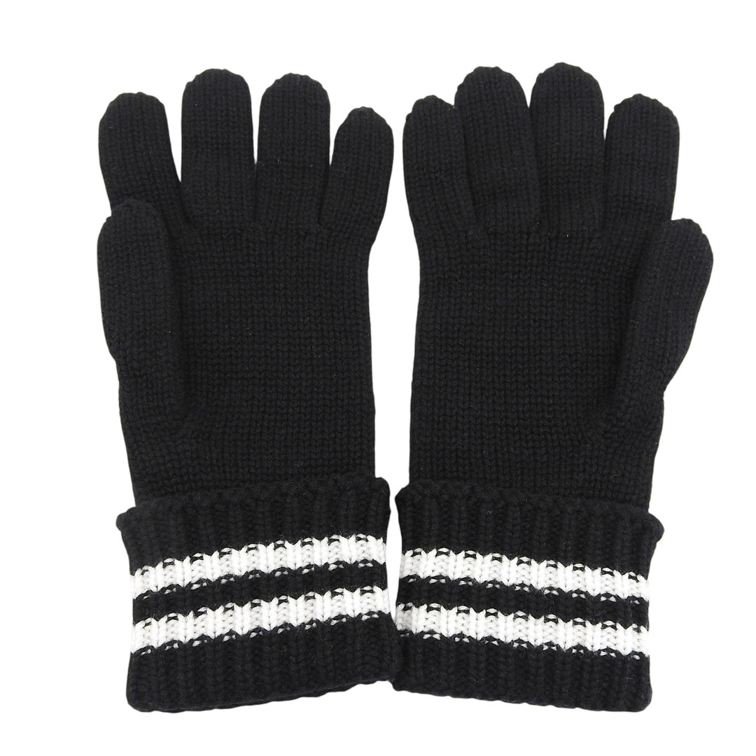 Excellent CHANEL gloves COCO Mark embroidered knit gloves black cashmere Women