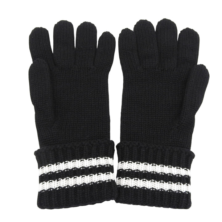 Excellent CHANEL gloves COCO Mark embroidered knit gloves black cashmere Women