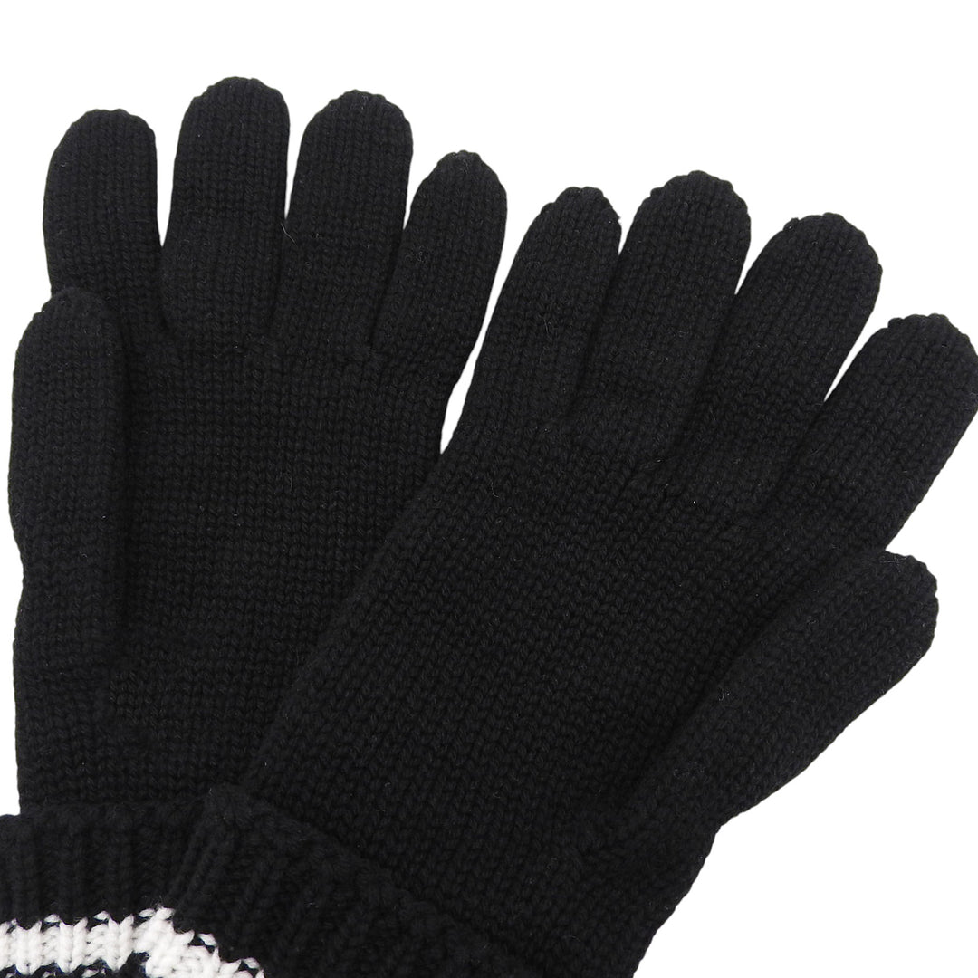 Excellent CHANEL gloves COCO Mark embroidered knit gloves black cashmere Women