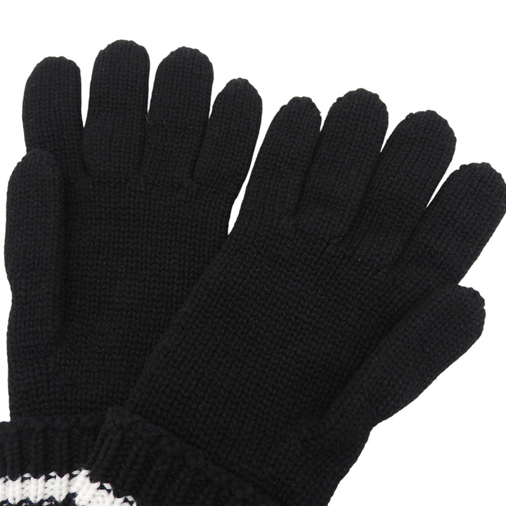 Excellent CHANEL gloves COCO Mark embroidered knit gloves black cashmere Women