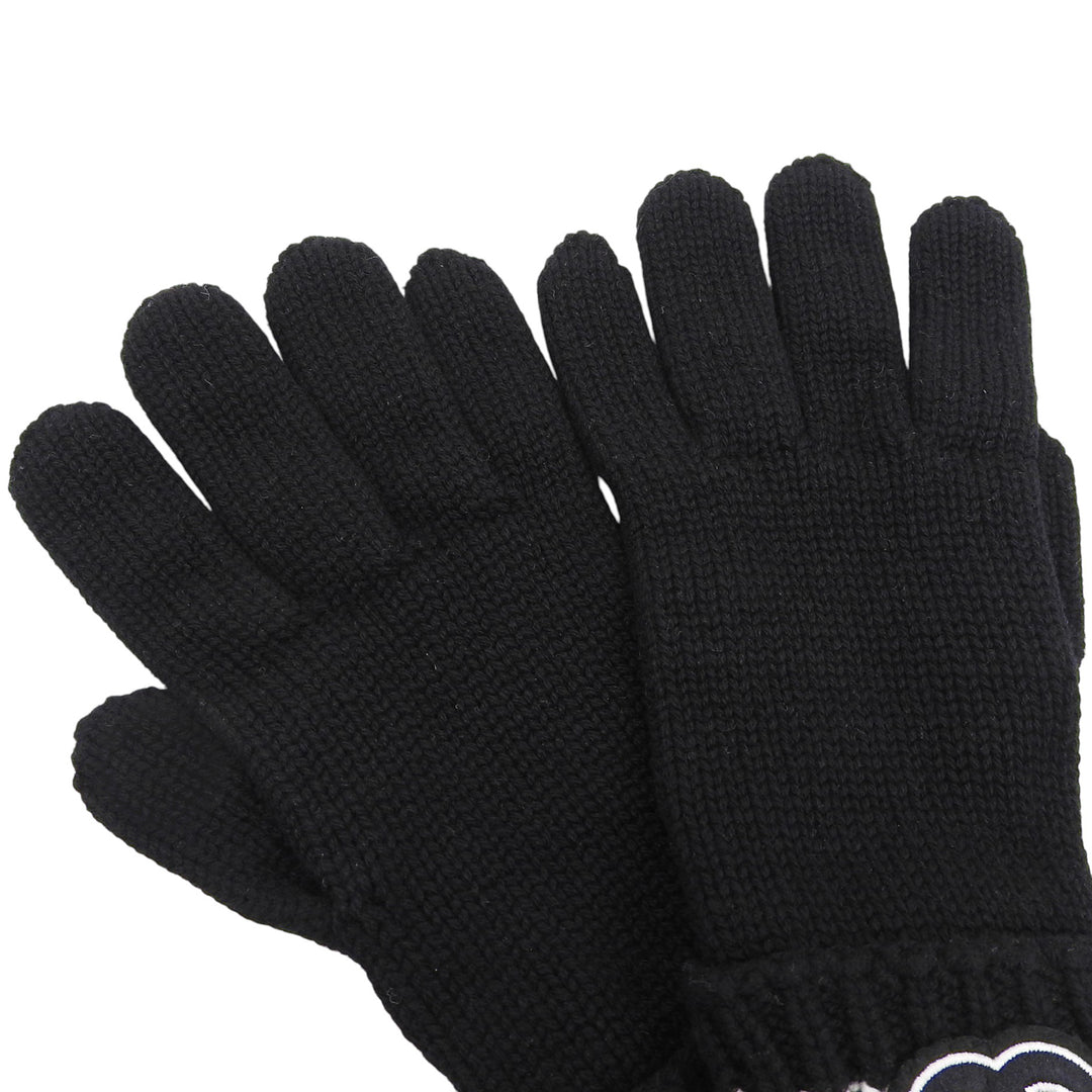 Excellent CHANEL gloves COCO Mark embroidered knit gloves black cashmere Women