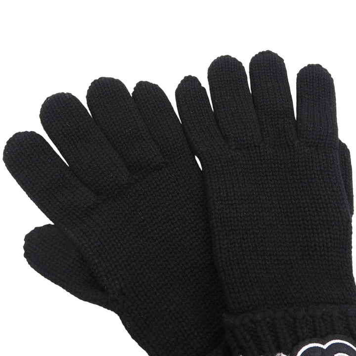 Excellent CHANEL gloves COCO Mark embroidered knit gloves black cashmere Women