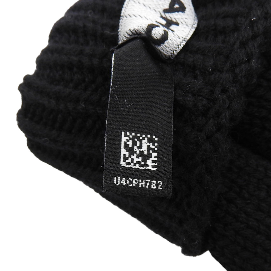 Excellent CHANEL gloves COCO Mark embroidered knit gloves black cashmere Women