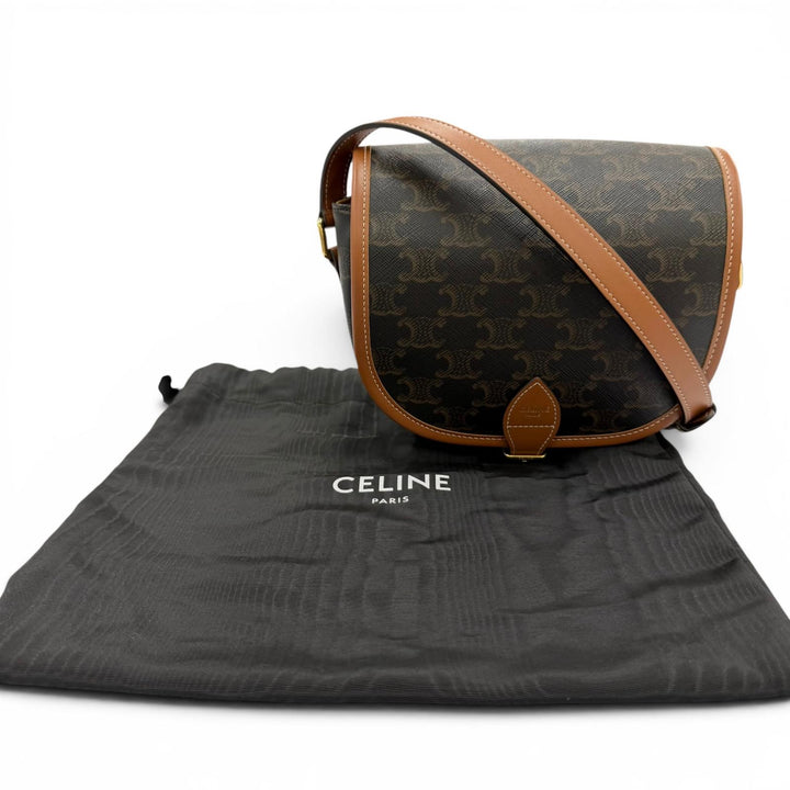 Great CELINE Shoulder Bag Medium Folco Triomphe Canvas Shoulder Bag 19150