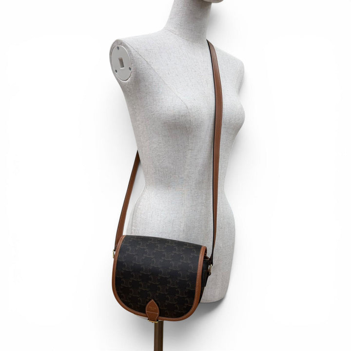 Great CELINE Shoulder Bag Medium Folco Triomphe Canvas Shoulder Bag 19150