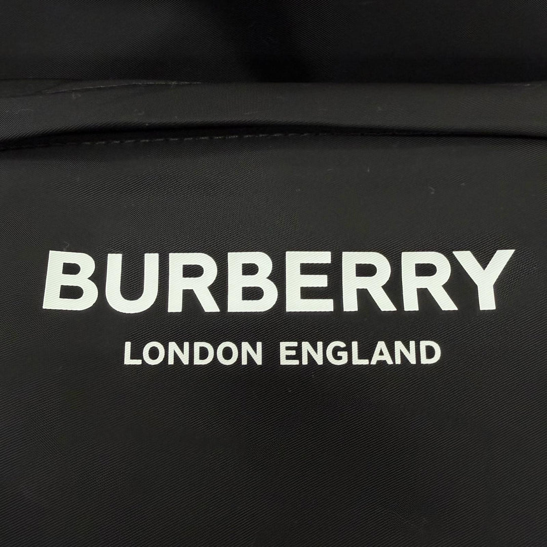 Excellent BURBERRY Backpack Daypack Logo print black Nylon mens 8021084