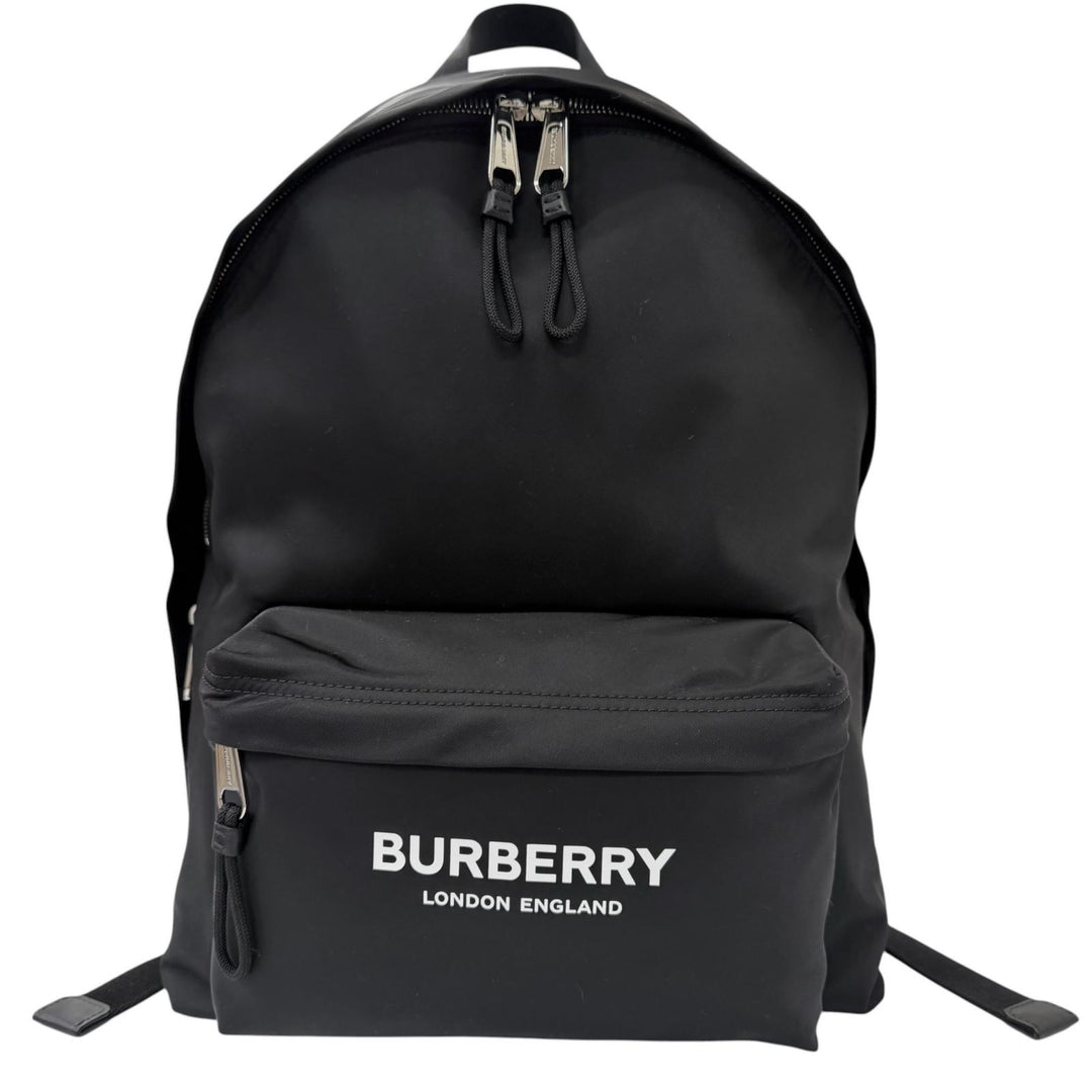 Excellent BURBERRY Backpack Daypack Logo print black Nylon mens 8021084