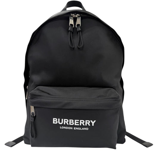 Excellent BURBERRY Backpack Daypack Logo print black Nylon mens 8021084