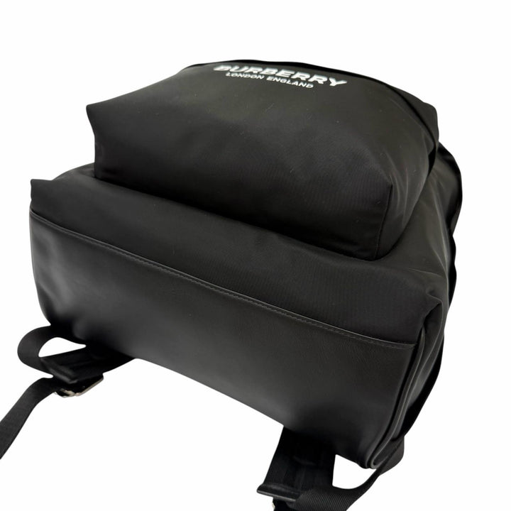 Excellent BURBERRY Backpack Daypack Logo print black Nylon mens 8021084