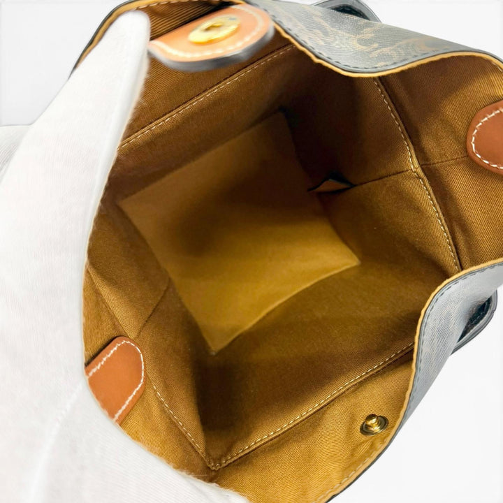Excellent CELINE Handbag Strap Box Handbag Tan Triomphe canvas Women 19714