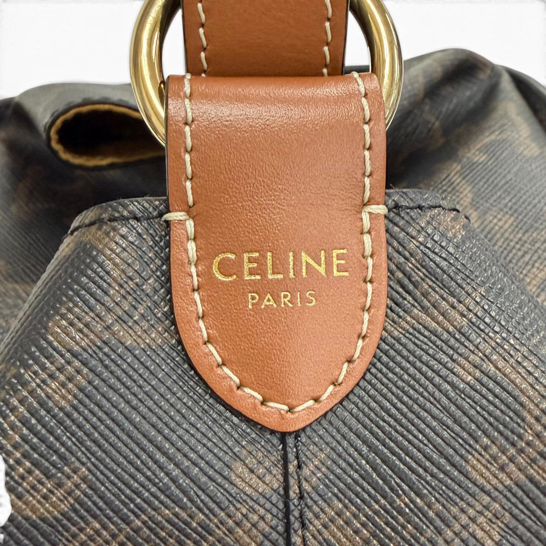 Excellent CELINE Handbag Strap Box Handbag Tan Triomphe canvas Women 19714