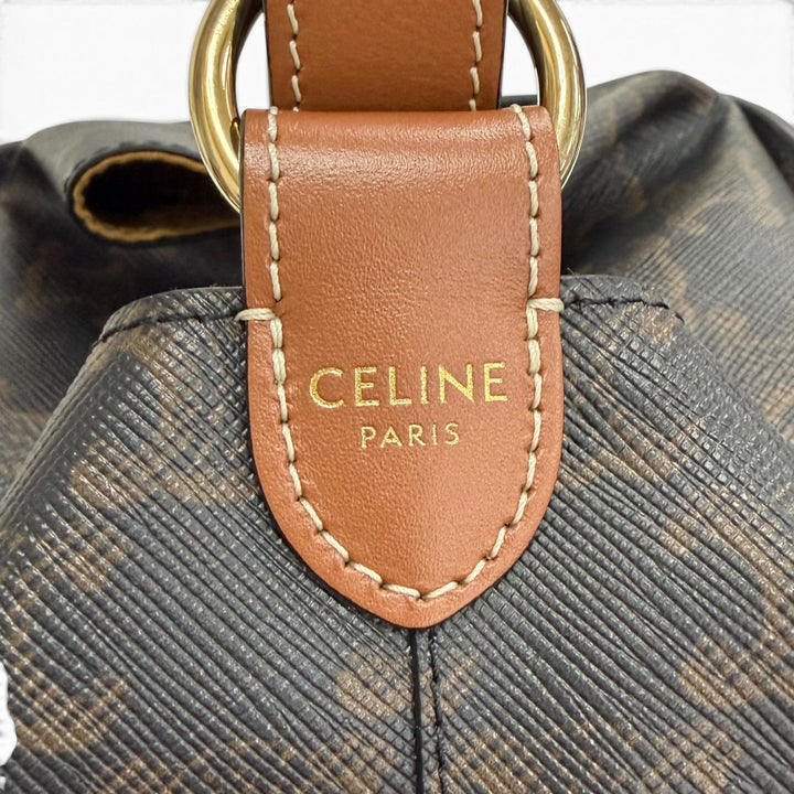 Excellent CELINE Handbag Strap Box Handbag Tan Triomphe canvas Women 19714