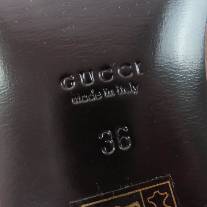 Excellent GUCCI Knee-high boots GGMetal Leather Brown leather Women 36 270205