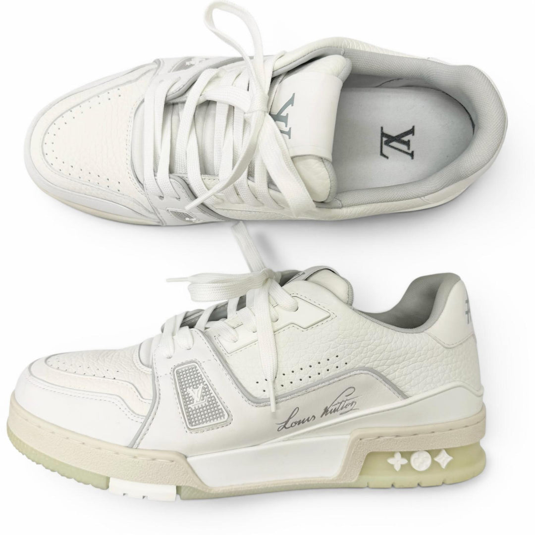 Great LOUIS VUITTON Low cut sneakers LV Trainer Line white leather mens 6