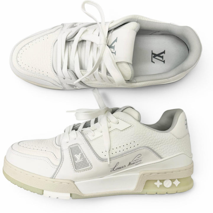 Great LOUIS VUITTON Low cut sneakers LV Trainer Line white leather mens 6