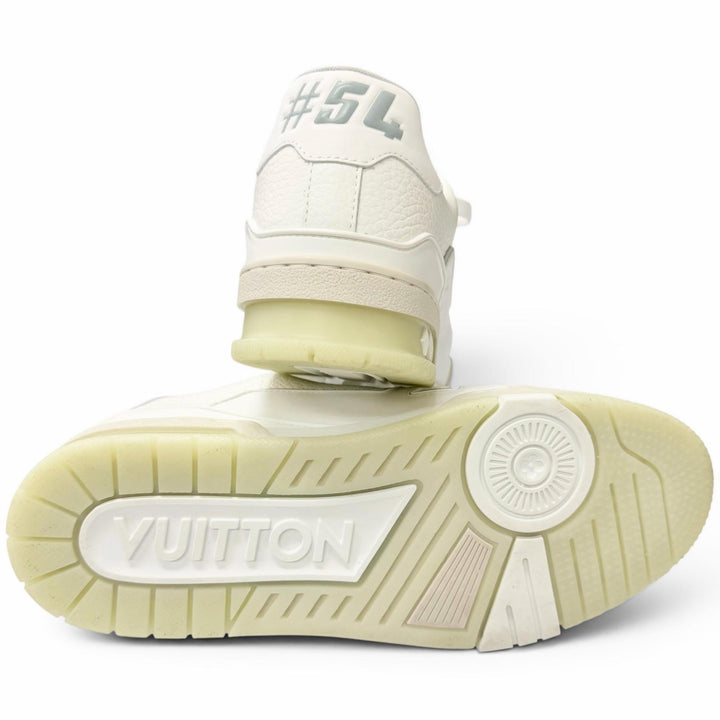 Great LOUIS VUITTON Low cut sneakers LV Trainer Line white leather mens 6