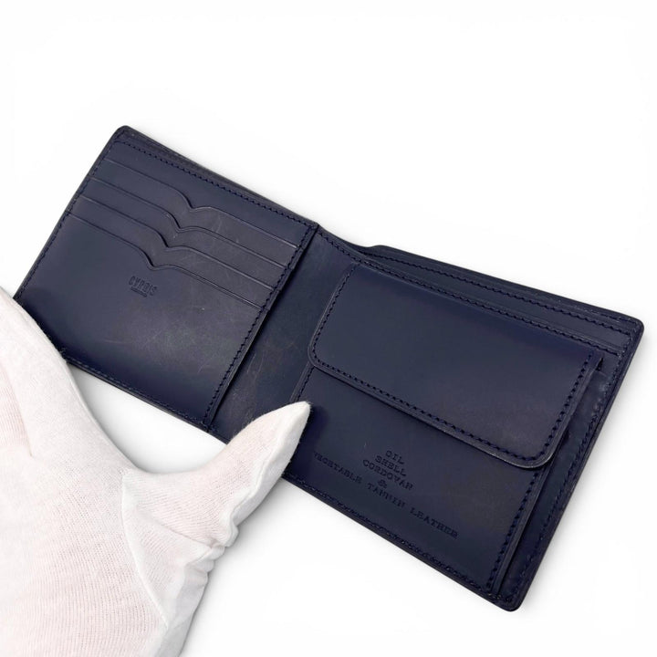 Pristine CYPRIS Bifold Wallet Oil shell cordovan vegetable tanned leather Navy