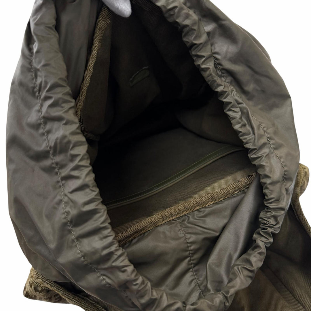 Excellent CELINE Backpack Daypack Logo Trekking khaki canvas mens 198462