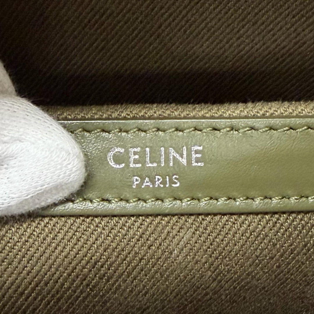 Excellent CELINE Backpack Daypack Logo Trekking khaki canvas mens 198462