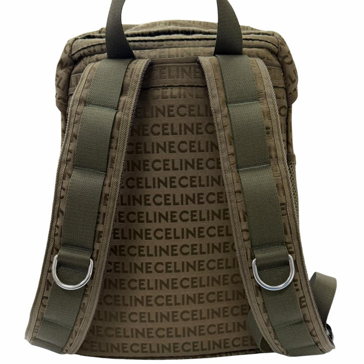 Excellent CELINE Backpack Daypack Logo Trekking khaki canvas mens 198462