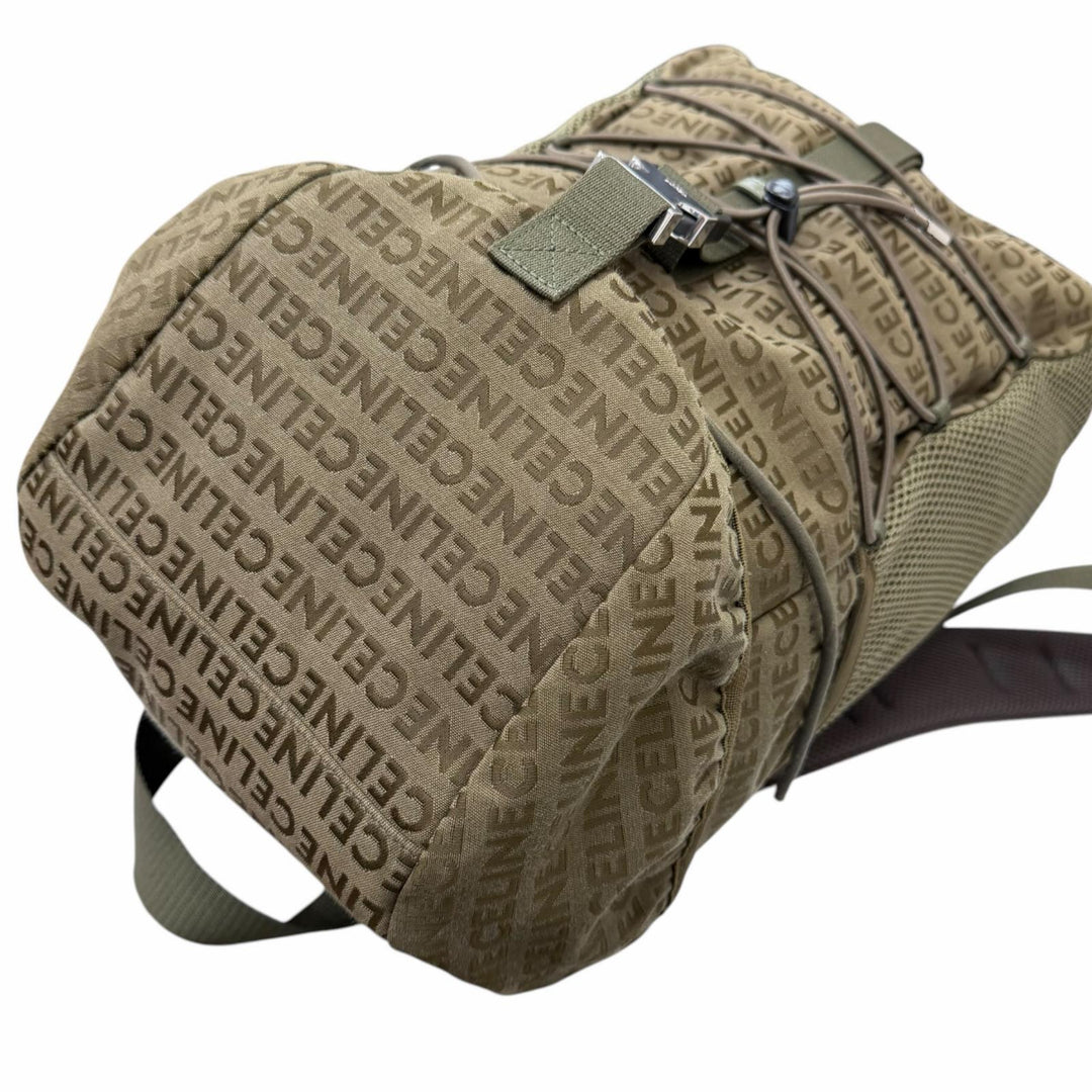 Excellent CELINE Backpack Daypack Logo Trekking khaki canvas mens 198462