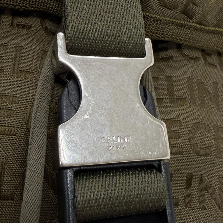 Excellent CELINE Backpack Daypack Logo Trekking khaki canvas mens 198462