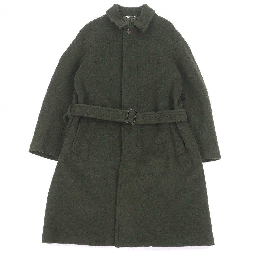 Great AURALEE coat Beaver Melton Soutien Collar Coat Belted flyfront green