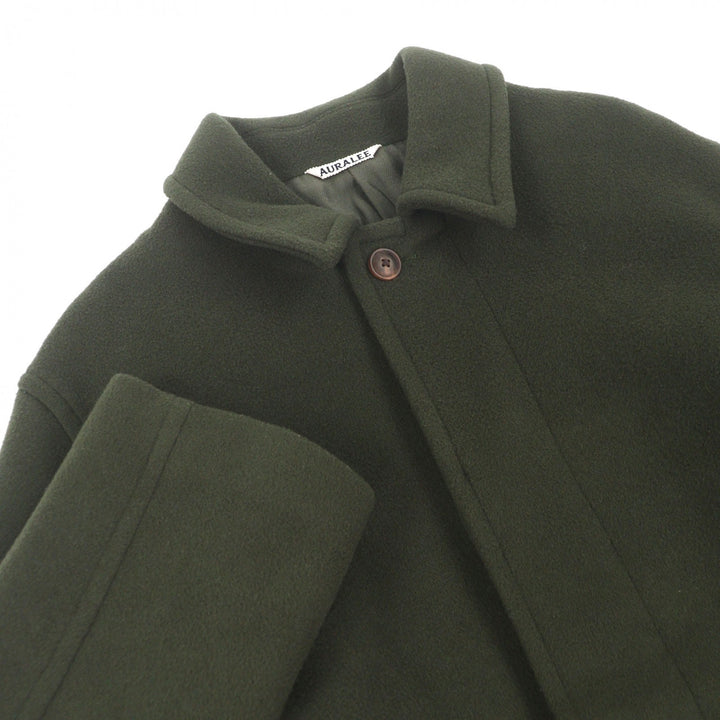 Great AURALEE coat Beaver Melton Soutien Collar Coat Belted flyfront green