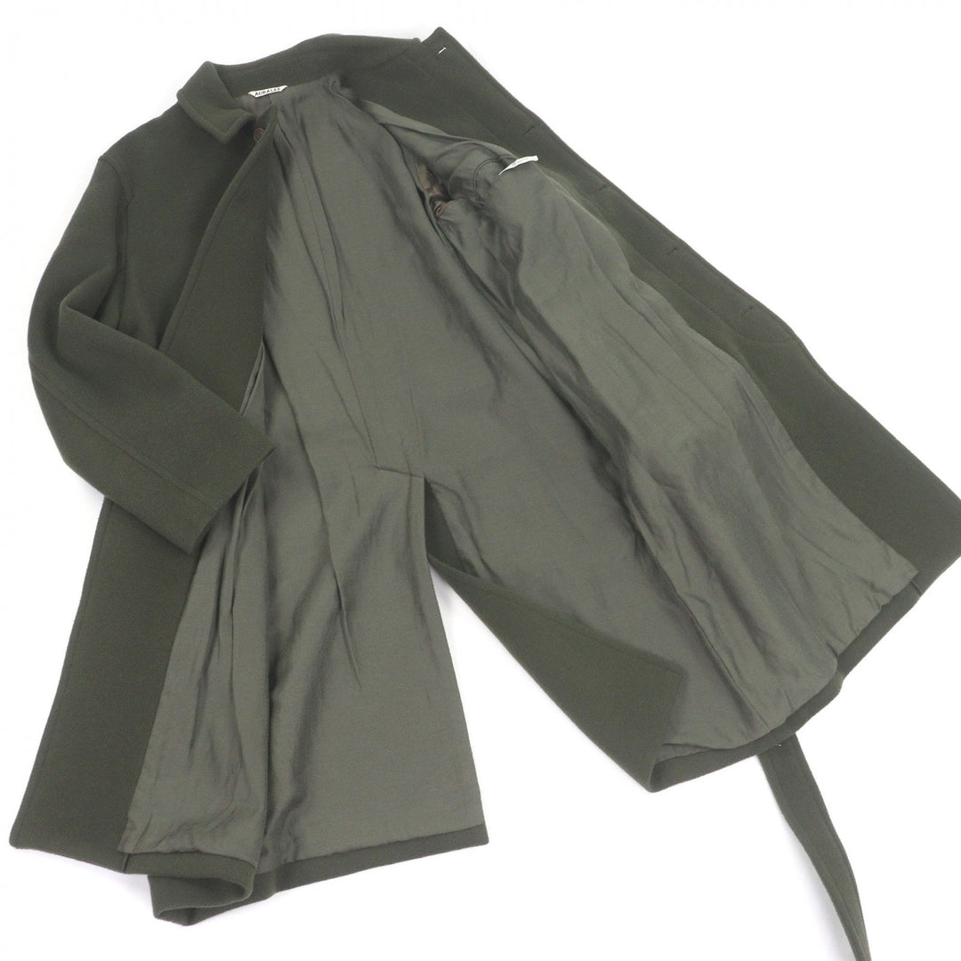 Great AURALEE coat Beaver Melton Soutien Collar Coat Belted flyfront green