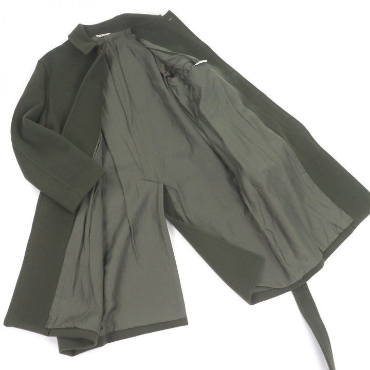 Great AURALEE coat Beaver Melton Soutien Collar Coat Belted flyfront green
