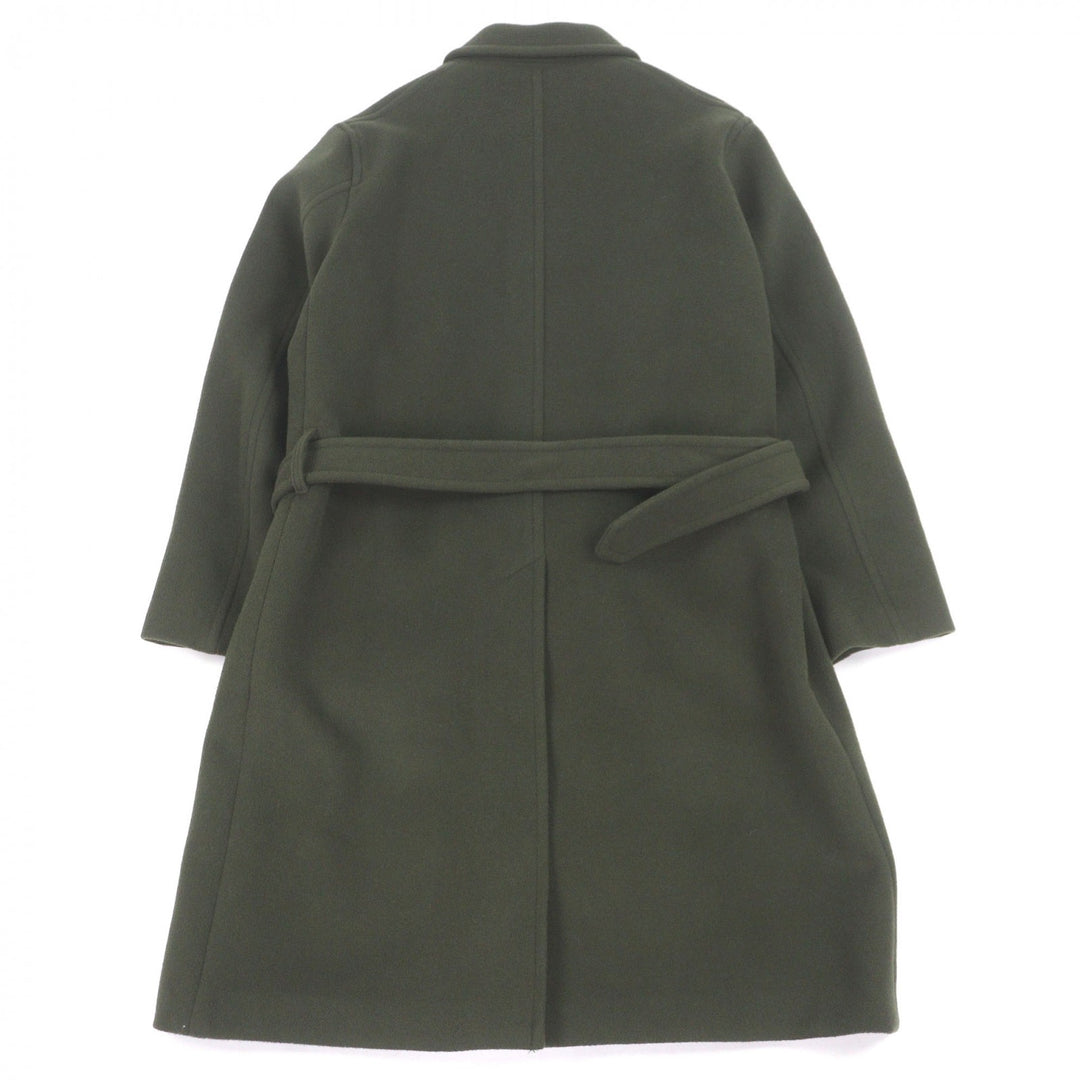 Great AURALEE coat Beaver Melton Soutien Collar Coat Belted flyfront green