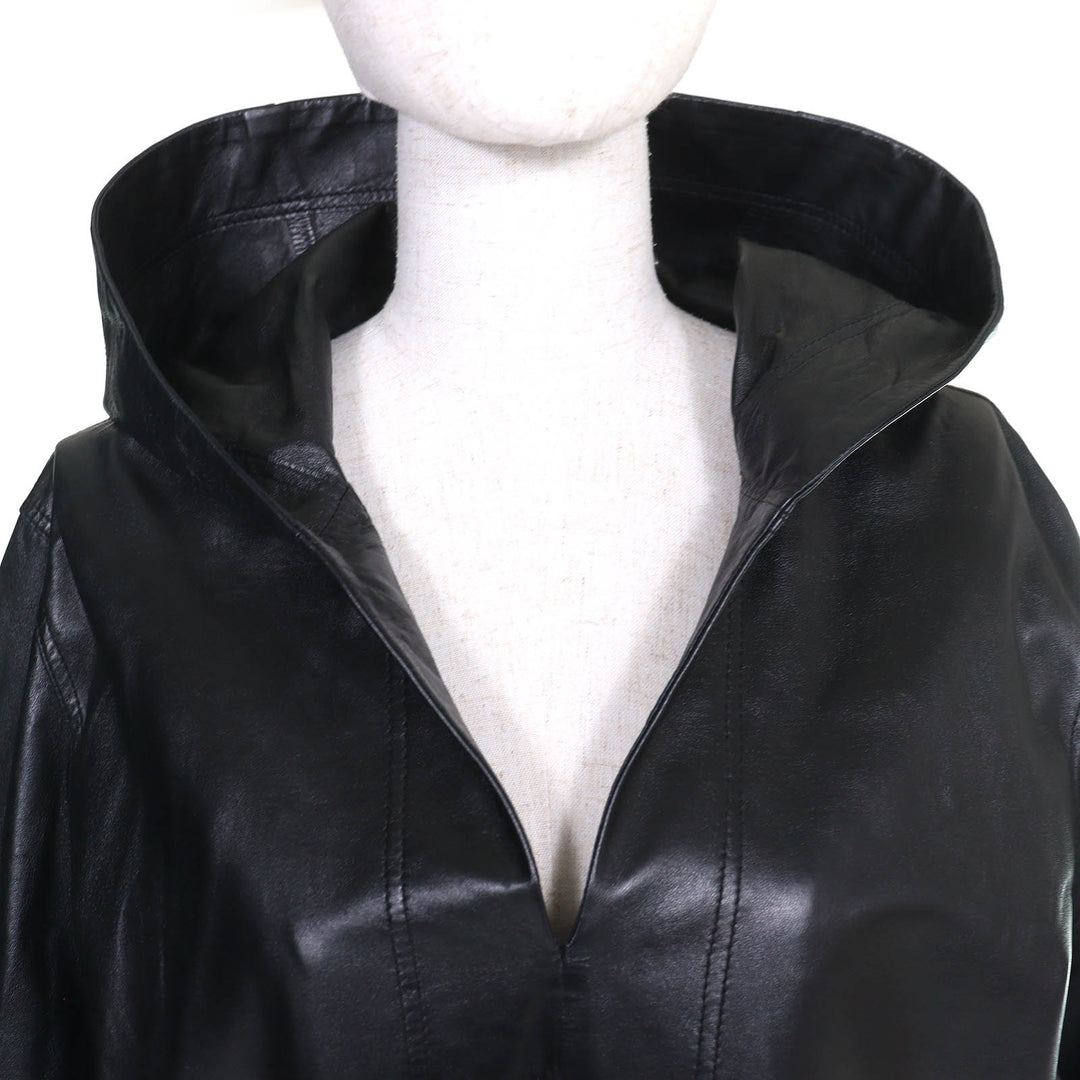Pristine BURBERRY hoodie Lambskin Leather Long-Sleeve Pullover 42 8047279