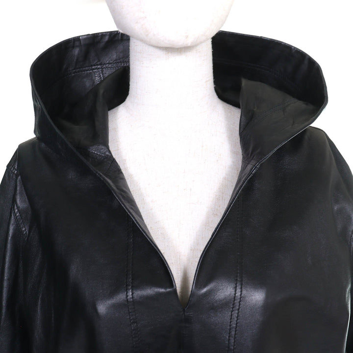 Pristine BURBERRY hoodie Lambskin Leather Long-Sleeve Pullover 42 8047279