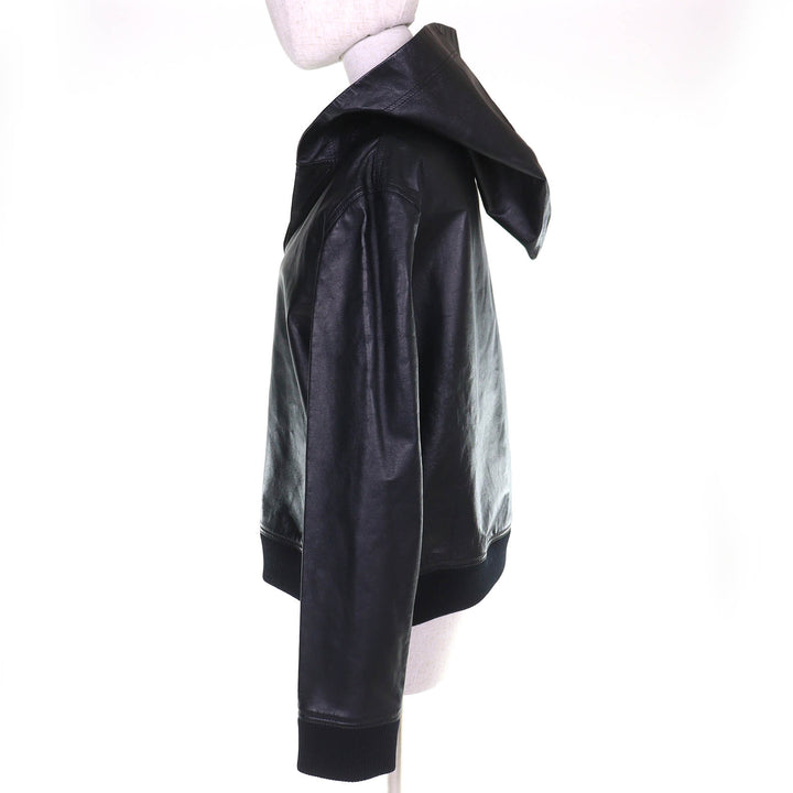 Pristine BURBERRY hoodie Lambskin Leather Long-Sleeve Pullover 42 8047279