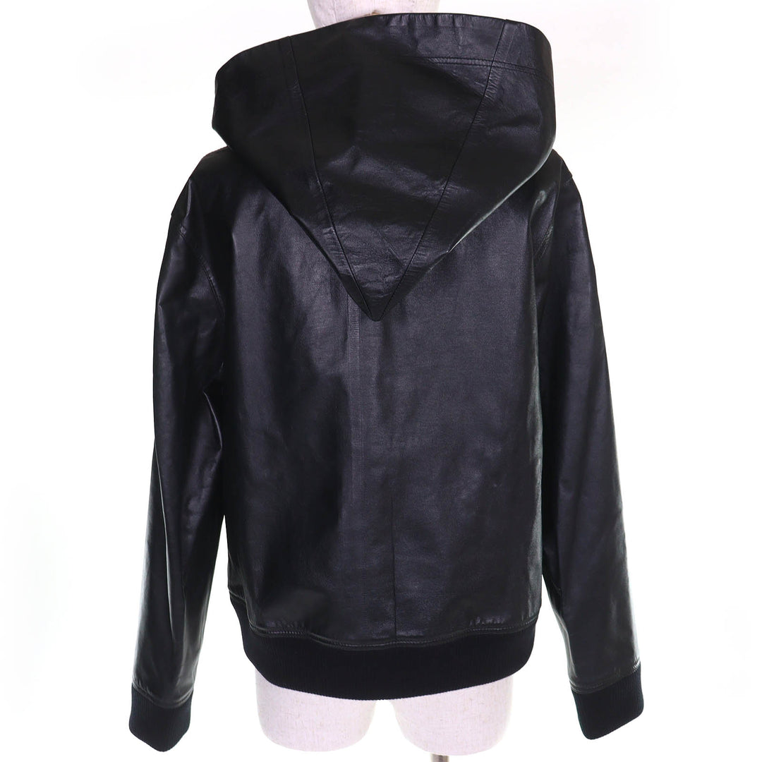 Pristine BURBERRY hoodie Lambskin Leather Long-Sleeve Pullover 42 8047279
