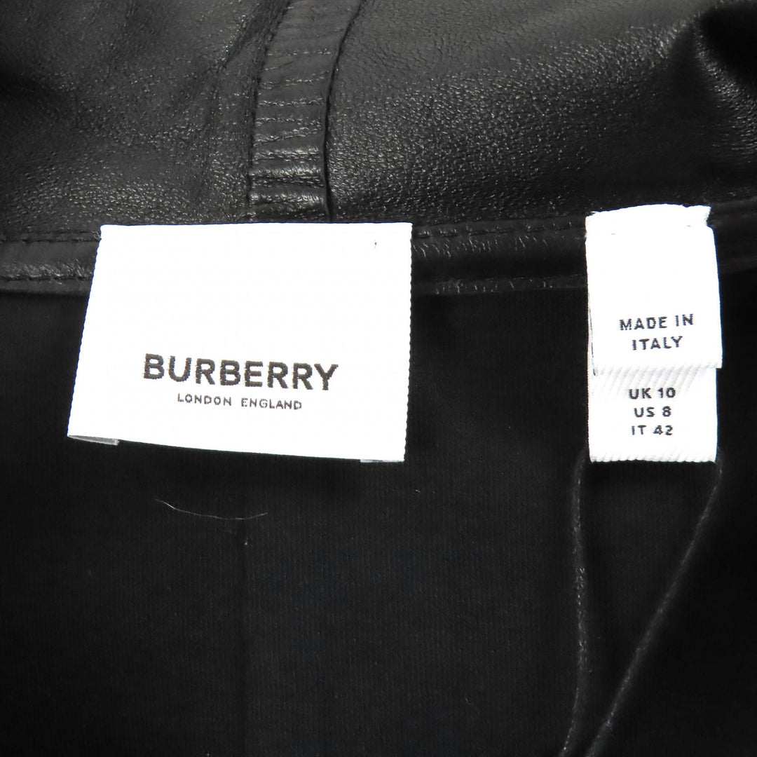 Pristine BURBERRY hoodie Lambskin Leather Long-Sleeve Pullover 42 8047279