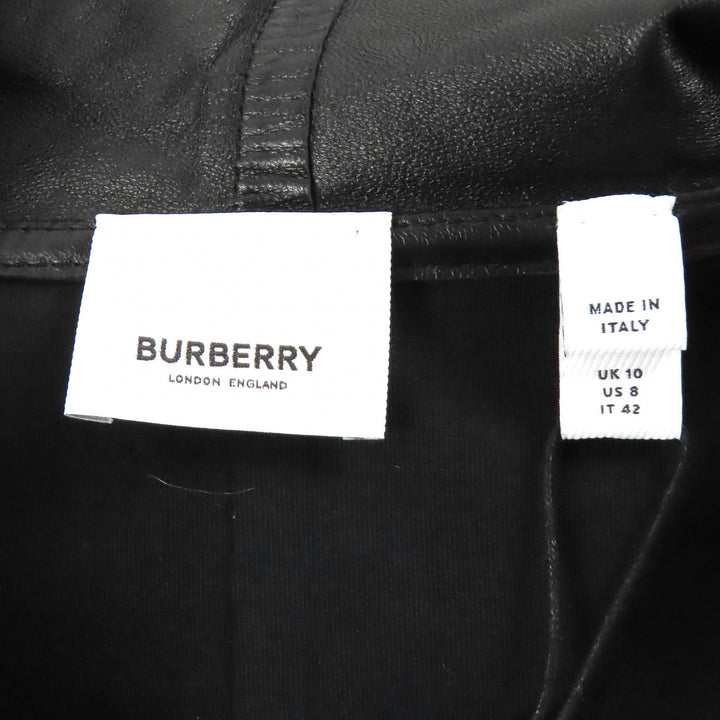 Pristine BURBERRY hoodie Lambskin Leather Long-Sleeve Pullover 42 8047279
