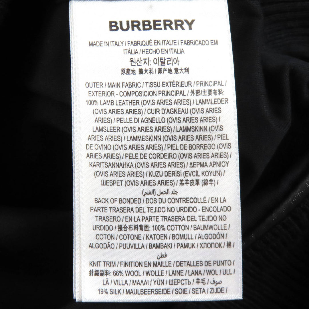 Pristine BURBERRY hoodie Lambskin Leather Long-Sleeve Pullover 42 8047279