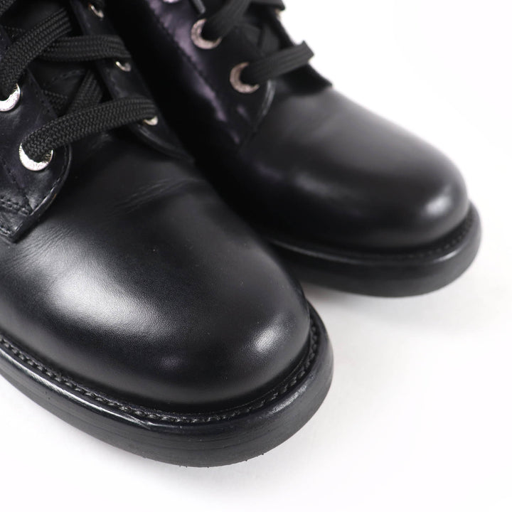 Excellent CHANEL short boots COCO Mark Lace-up Leather black Women 38 G29132