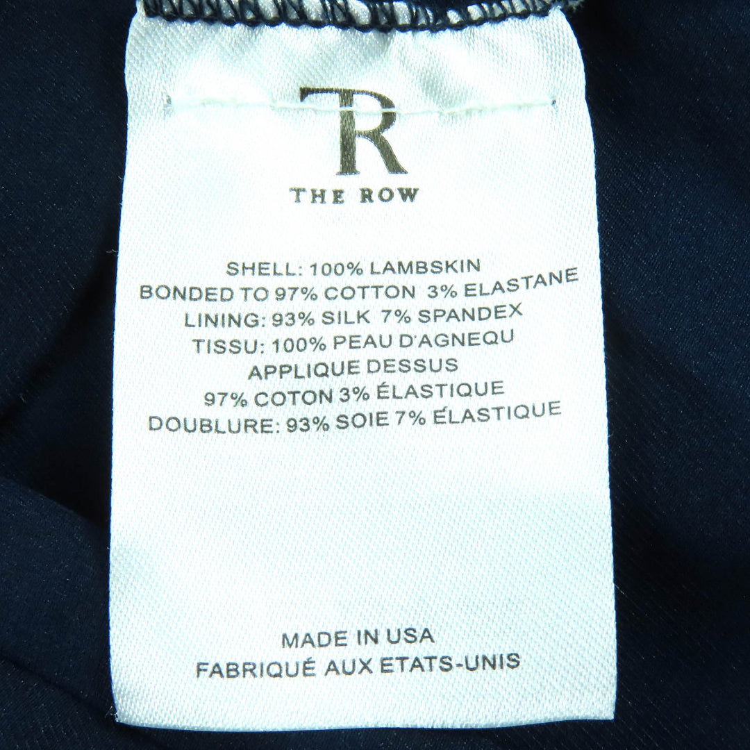 Excellent THE ROW collarless jacket Anasta Lamb leather Navy Wome 0
