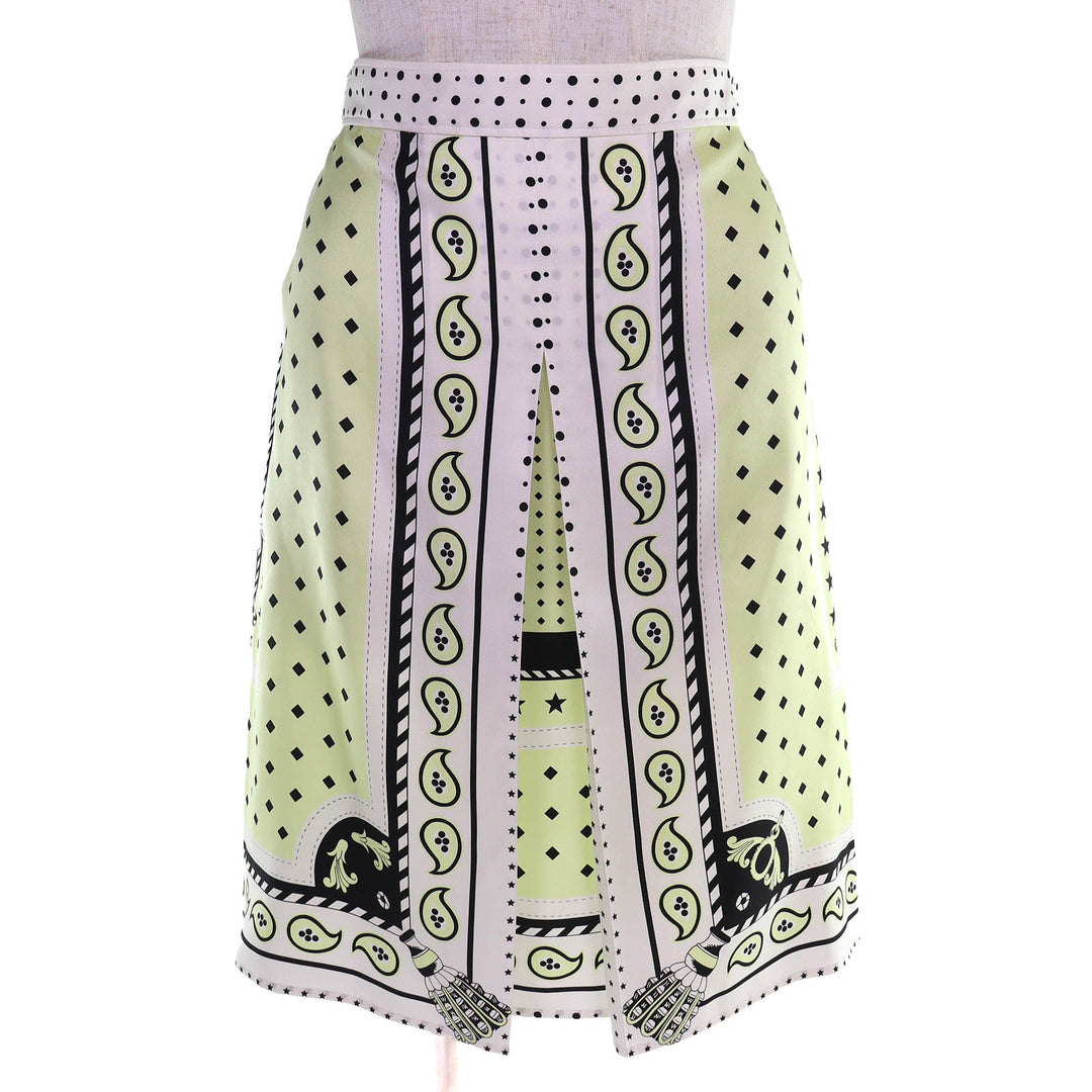 Pristine HERMES skirt HARNAIS DE COUR twill laine white silk Women 36 2H0315DU
