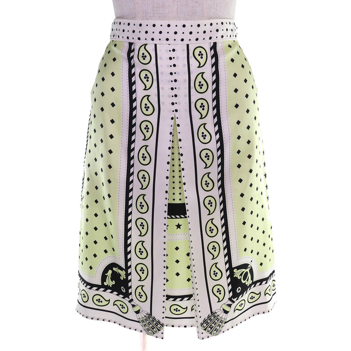 Pristine HERMES skirt HARNAIS DE COUR twill laine white silk Women 36 2H0315DU