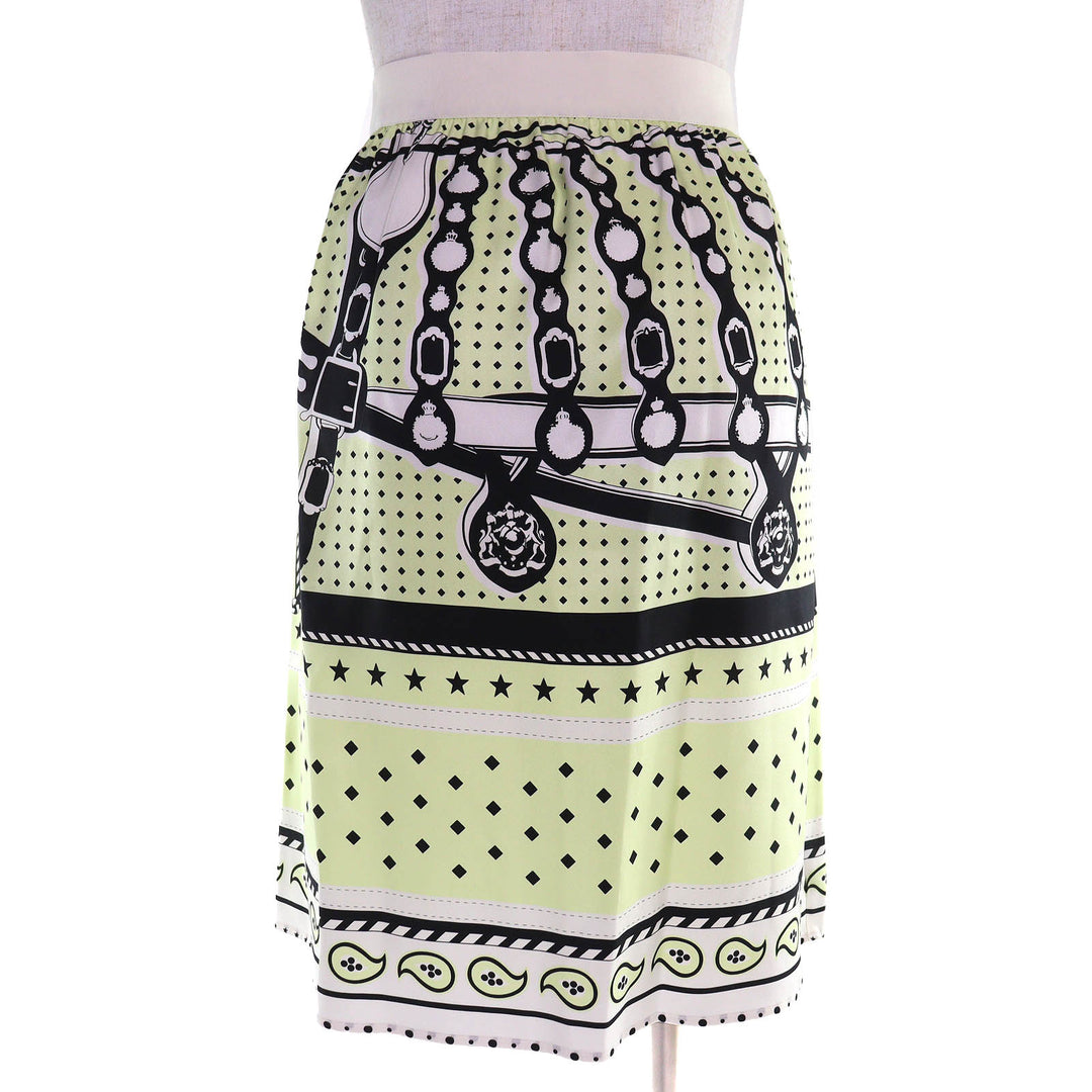 Pristine HERMES skirt HARNAIS DE COUR twill laine white silk Women 36 2H0315DU
