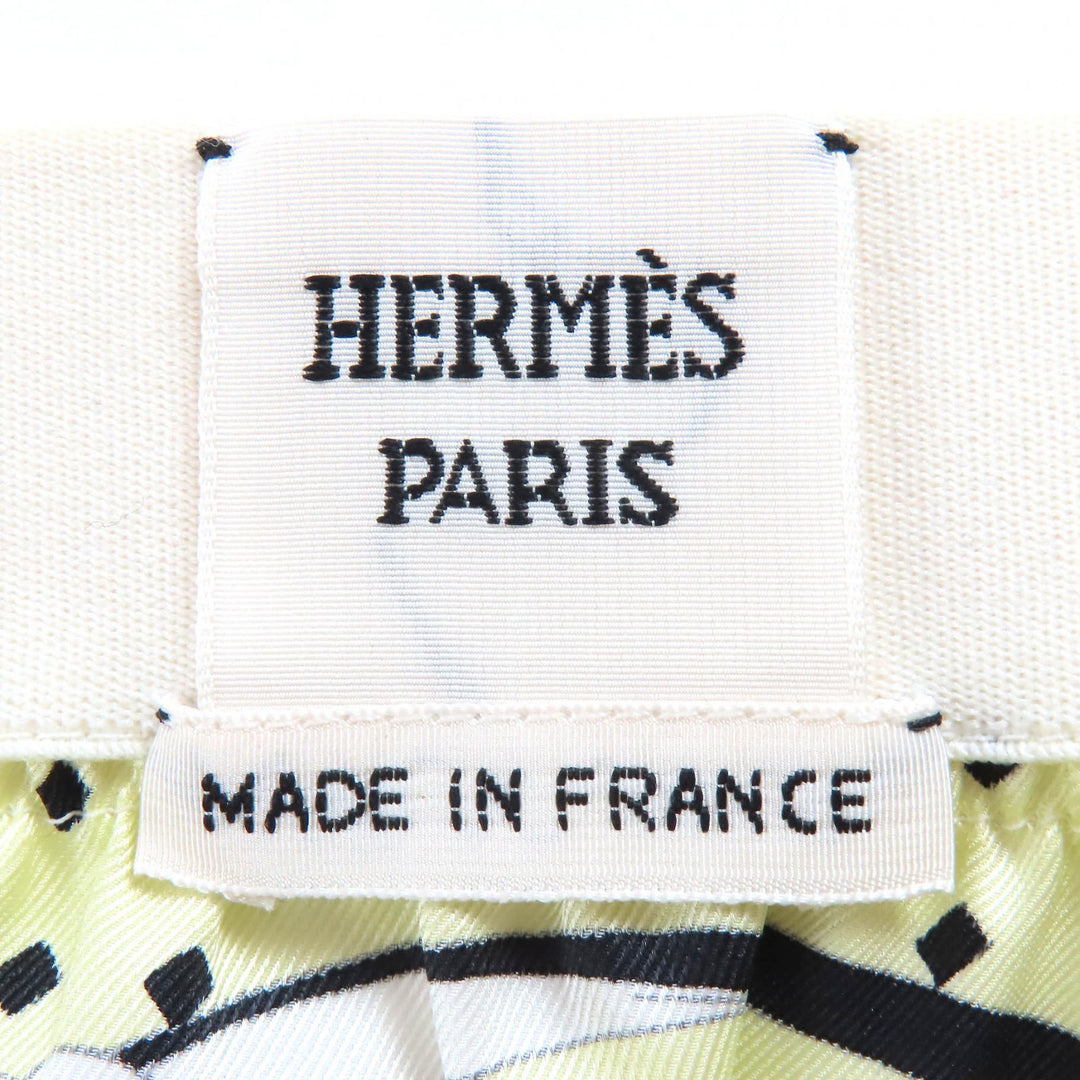 Pristine HERMES skirt HARNAIS DE COUR twill laine white silk Women 36 2H0315DU