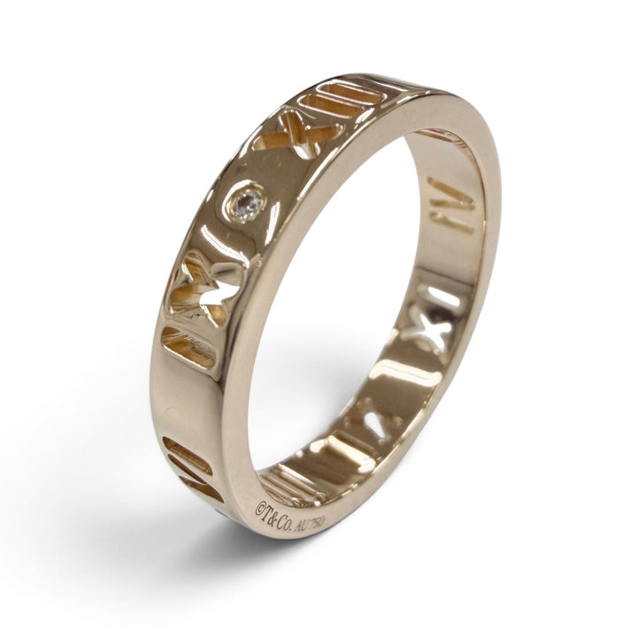 Excellent TIFFANY&Co. Ring ring Pierced Atlas 4P Diamond Ring Pink gold