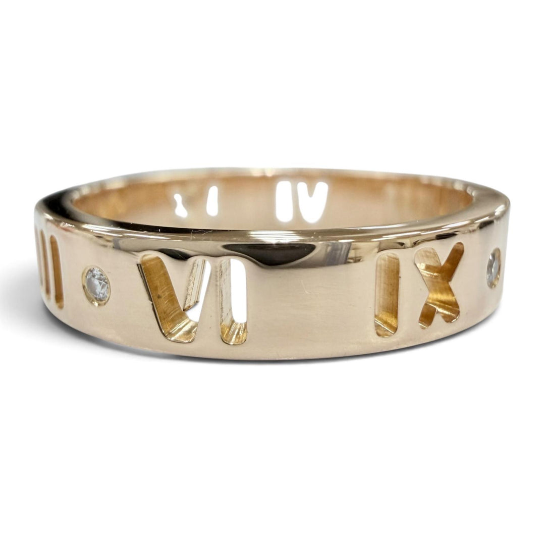 Excellent TIFFANY&Co. Ring ring Pierced Atlas 4P Diamond Ring Pink gold