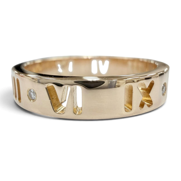 Excellent TIFFANY&Co. Ring ring Pierced Atlas 4P Diamond Ring Pink gold