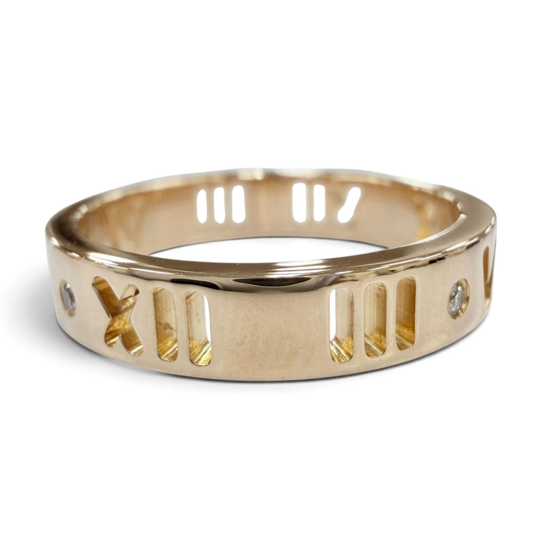 Excellent TIFFANY&Co. Ring ring Pierced Atlas 4P Diamond Ring Pink gold
